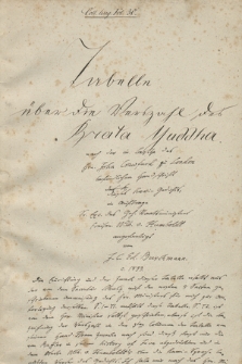 „Tabelle über Crawfurd's Handschrift des Brata Juddha”