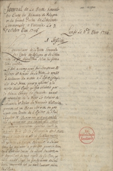 Journal de la Diète Générale des Etats du Royaume de Pologne et du Grand Duché de Lituanie : le 3 octobre – le 14 novembre 1746