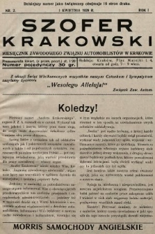 Szofer Krakowski : miesięcznik Zawodowego Związku Automobilistów w Krakowie. 1928, nr 2