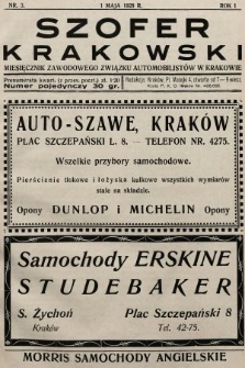 Szofer Krakowski : miesięcznik Zawodowego Związku Automobilistów w Krakowie. 1928, nr 3