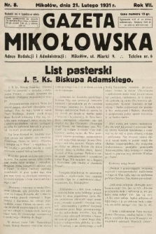 Gazeta Mikołowska. 1931, nr 8
