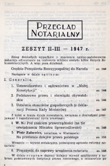 Przegląd Notarialny. 1947, [T. 1], z. 2-3