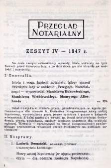 Przegląd Notarialny. 1947, [T. 1], z. 4
