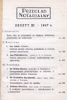 Przegląd Notarialny. 1947, [T. 2], z. 11