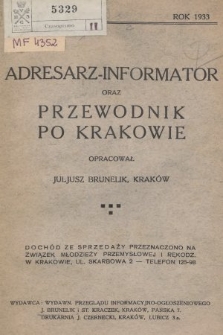 Adresarz-Informator oraz Przewodnik po Krakowie. 1933