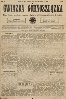 Gwiazda Górnoszlązka : pismo ludowe, poświęcone sprawom politycznym, spółecznym i oświacie. 1890, nr 71