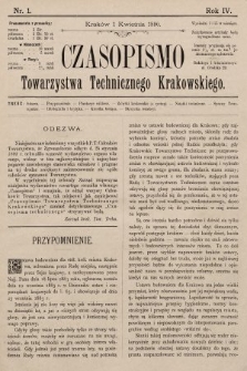Czasopismo Towarzystwa Technicznego Krakowskiego. 1890, nr 1
