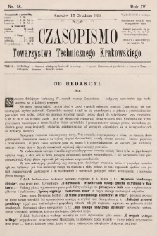 Czasopismo Towarzystwa Technicznego Krakowskiego. 1890, nr 18