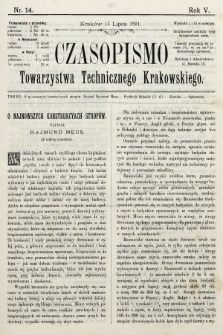 Czasopismo Towarzystwa Technicznego Krakowskiego. 1891, nr 14