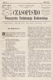 Czasopismo Towarzystwa Technicznego Krakowskiego. 1892, nr 1