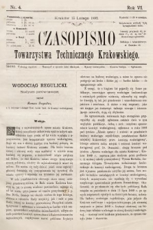 Czasopismo Towarzystwa Technicznego Krakowskiego. 1892, nr 4