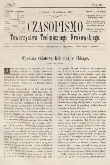 Czasopismo Towarzystwa Technicznego Krakowskiego. 1892, nr 7