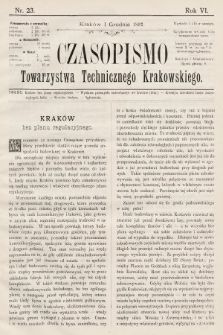 Czasopismo Towarzystwa Technicznego Krakowskiego. 1892, nr 23
