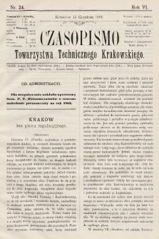 Czasopismo Towarzystwa Technicznego Krakowskiego. 1892, nr 24