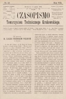 Czasopismo Towarzystwa Technicznego Krakowskiego. 1894, nr 13