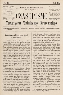Czasopismo Towarzystwa Technicznego Krakowskiego. 1895, nr 20