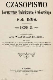 Czasopismo Towarzystwa Technicznego Krakowskiego. 1898, spis rzeczy