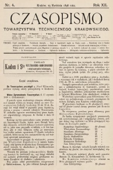 Czasopismo Towarzystwa Technicznego Krakowskiego. 1898, nr 4