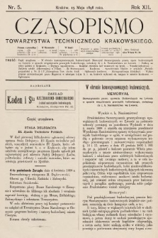 Czasopismo Towarzystwa Technicznego Krakowskiego. 1898, nr 5