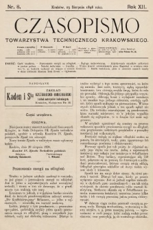 Czasopismo Towarzystwa Technicznego Krakowskiego. 1898, nr 8