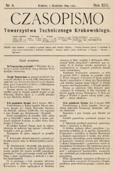 Czasopismo Towarzystwa Technicznego Krakowskiego. 1899, nr 4