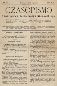 Czasopismo Towarzystwa Technicznego Krakowskiego. 1899, nr 12