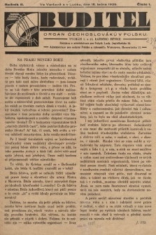 Buditel : orgán Čechoslováků v Polsku. 1929, č. 1