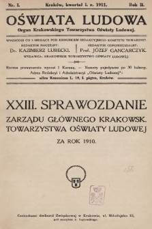 Oświata Ludowa : organ Krakowskiego Towarzystwa Oświaty Ludowej. 1911, nr 1