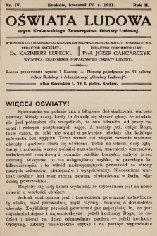 Oświata Ludowa : organ Krakowskiego Towarzystwa Oświaty Ludowej. 1911, nr 4