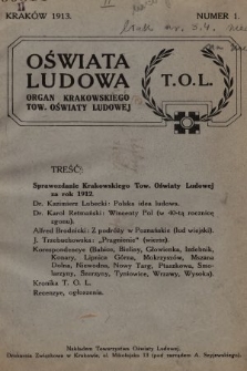 Oświata Ludowa : organ Krakowskiego Towarzystwa Oświaty Ludowej. 1913, nr 1