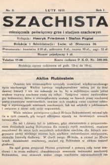 Szachista : miesięcznik poświęcony grze i studjom szachowym. 1933, nr 2