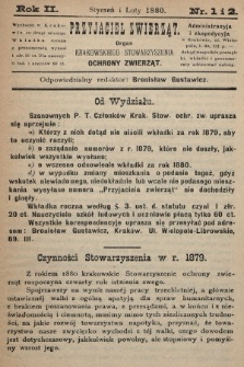 Przyjaciel Zwierząt : organ Krakowskiego Stowarzyszenia Ochrony Zwierząt. 1880, nr 1 i 2