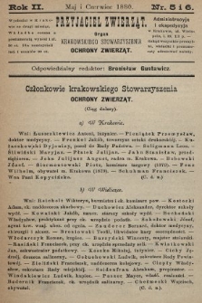 Przyjaciel Zwierząt : organ Krakowskiego Stowarzyszenia Ochrony Zwierząt. 1880, nr 5 i 6