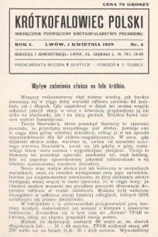 Krótkofalowiec Polski : miesięcznik poświęcony krótkofalarstwu polskiemu. 1929, nr 4