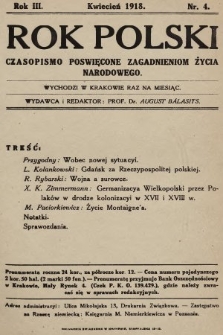 Rok Polski : czasopismo poświęcone zagadnieniom życia narodowego. 1918, nr 4