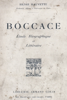 Boccace : étude biographique et littéraire