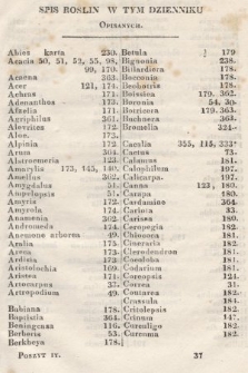 Dziennik Ogrodniczy. T. 1, 1829, spis roślin
