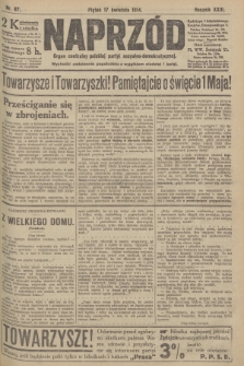 Naprzód : organ centralny polskiej partyi socyalno-demokratycznej. 1914, nr 87