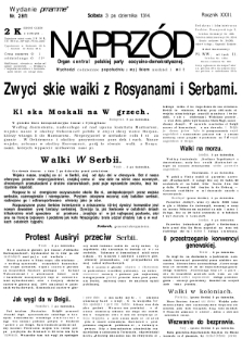 Naprzód : organ centralny polskiej partyi socyalno-demokratycznej. 1914, nr 283 (wydanie poranne)