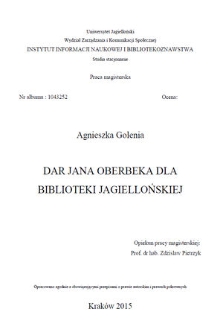 Dar Jana Oberbeka dla Biblioteki Jagiellońskiej