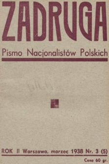 Zadruga : pismo nacjonalistów polskich. 1938, nr 3