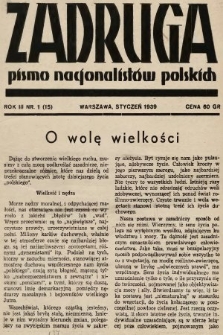 Zadruga : pismo nacjonalistów polskich. 1939, nr 1