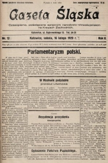 Gazeta Śląska : czasopismo poświęcone sprawom narodowo-chrześcijańskim na Kresach Zachodnich. 1929, nr 12