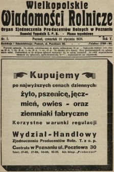 Wielkopolskie Wiadomości Rolnicze : organ Zjednoczenia Producentów Rolnych. 1926, nr 2