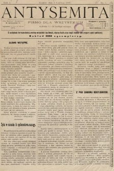 Antysemita : pismo dla wszystkich. 1897, nr 1