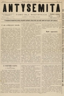 Antysemita : pismo dla wszystkich. 1897, nr 2