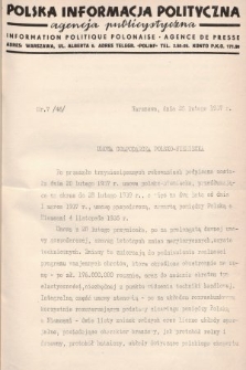 Polska Informacja Polityczna : agencja publicystyczna = Information Politique Polonaise : agence de presse. 1937, nr 7 (46)
