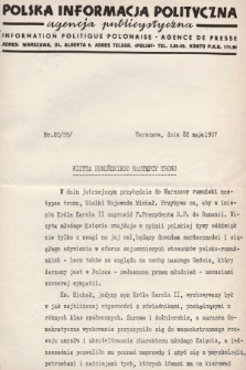 Polska Informacja Polityczna : agencja publicystyczna = Information Politique Polonaise : agence de presse. 1937, nr 20 (59)