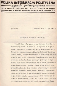 Polska Informacja Polityczna : agencja publicystyczna = Information Politique Polonaise : agence de presse. 1937, nr 27 (66)