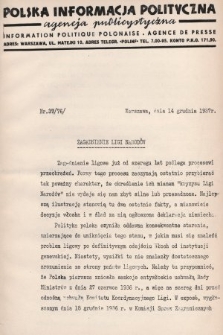 Polska Informacja Polityczna : agencja publicystyczna = Information Politique Polonaise : agence de presse. 1937, nr 37 (76)